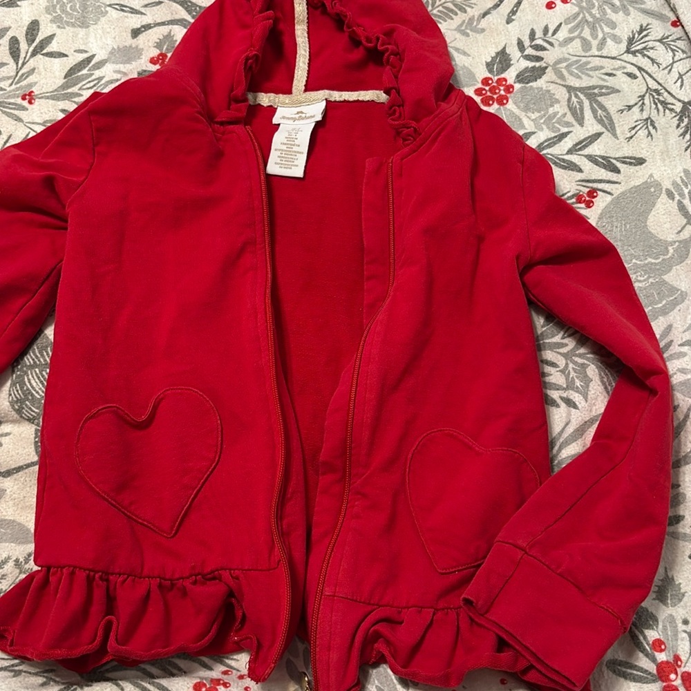 Red ruffle hearts hoodie